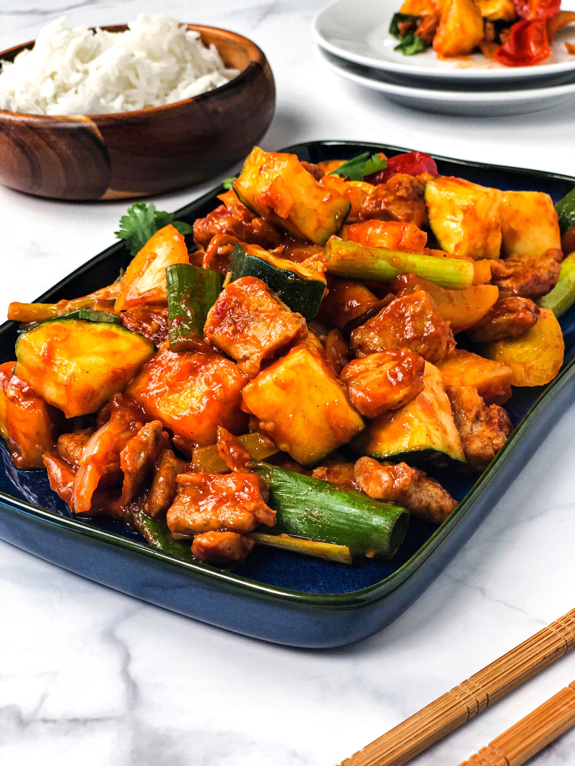 Vegan zoetzure kip 