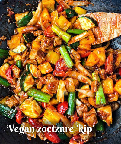 Vegan zoetzure kip